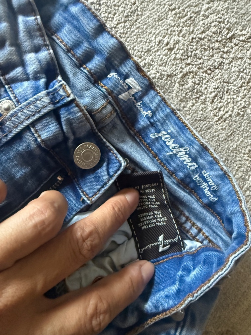 7 For All Mankind Medium Blue Denim Jeans with Contrast Stitching
